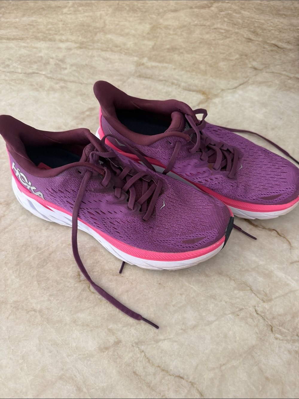 Hoka Women's Berry Purple Running Sneakers with Pink Trim